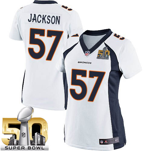 Women's Elite Tom Jackson Super Bowl L Nike Jersey White Road - #57 NFL Denver Broncos